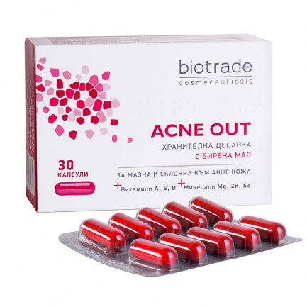 Biotrade Acne Out Хранителна добавка за мазна и акнеична кожа x30 капсули