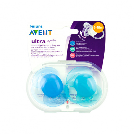 Avent Ортодонтични залъгалки Ultra Soft 6-18м х2 броя момче