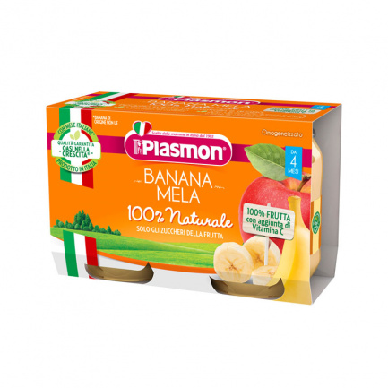 Plasmon 3507 Пюре - банан с ябълка 4+м 2 бр. х104 ml