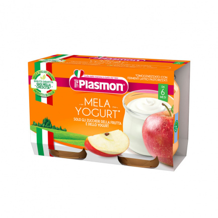 Plasmon 1541 Пюре йогурт с ябълки 6+м 2 бр. х104 ml