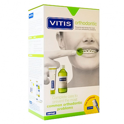 Vitis Orthodonic вода за уста + паста за зъби + четка за зъби Access Free