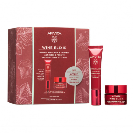 Apivita Комплект Wine Elixir Лифтинг крем за околоочен контур и устни 15 ml + Лифтинг крем с лека текстура 15 ml