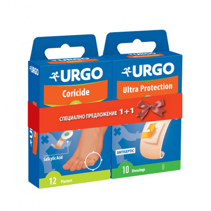 Urgo Комбинация за премахване на мазоли и кокоши трън в 2 стъпки