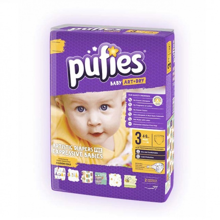 Pufies Art Dry 3 Миди Артистични пелени за бебета и деца 4-9кг х20 броя 