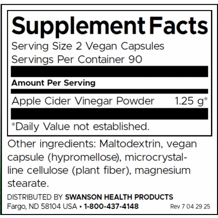 Swanson Apple Cider Vinegar - High Potency x180 капсули