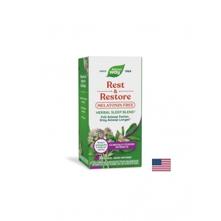 Rest & Restore – Билкова формула за сън с валериана и ашваганда, 30 капсули