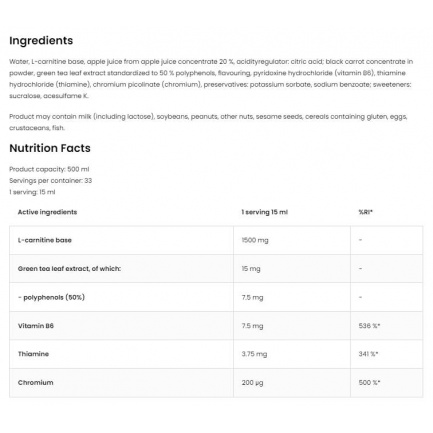 L-Carnitine Liquid | + Green Tea & Chromium