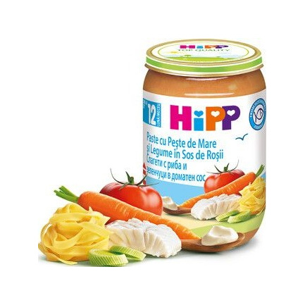 Hipp 6823 Био пюре спагети, зеленчуци и риба 220 гр.