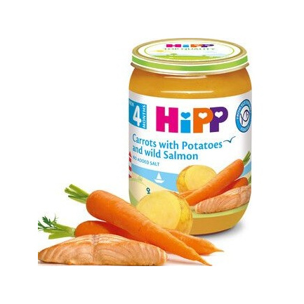 Hipp 6105 Пюре сьомга с ранни моркови и картофи 190гр.