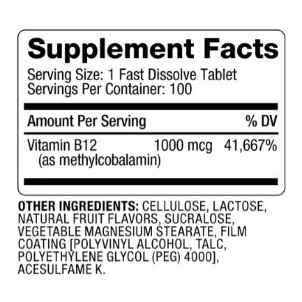 Vitamin B12 Methylcobalamin 1000 mcg