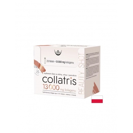 Течен колаген Collatris 13000 mg + витамини и минерали – За коса, кожа и нокти, 20 флакона за пиене х 25 ml