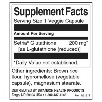 Swanson Високо Ефективен Л-глутатион x60 капсули
