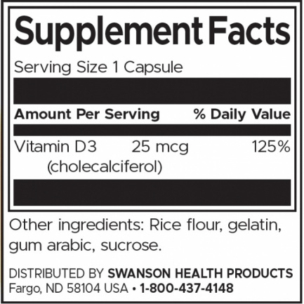 Swanson Високоефективен витамин D3 х60 капсули