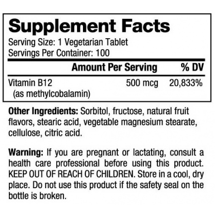 Vitamin B12 Methylcobalamin 500 mcg