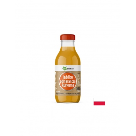 Ябълка + Портокал + Куркума – Тонус и антиоксидантна подкрепа, сок 300 ml