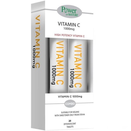 Power of Nature Витамин С 1000mg със Стевия х20 таблетки 1+1