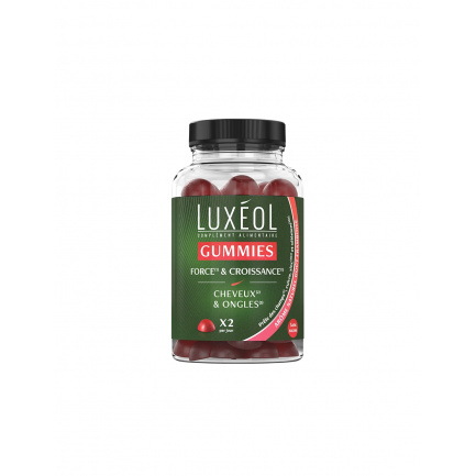 Заздравяване на косата и стимулиране на растежа й - Luxéol формула, 60 желирани таблетки с вкус на малина